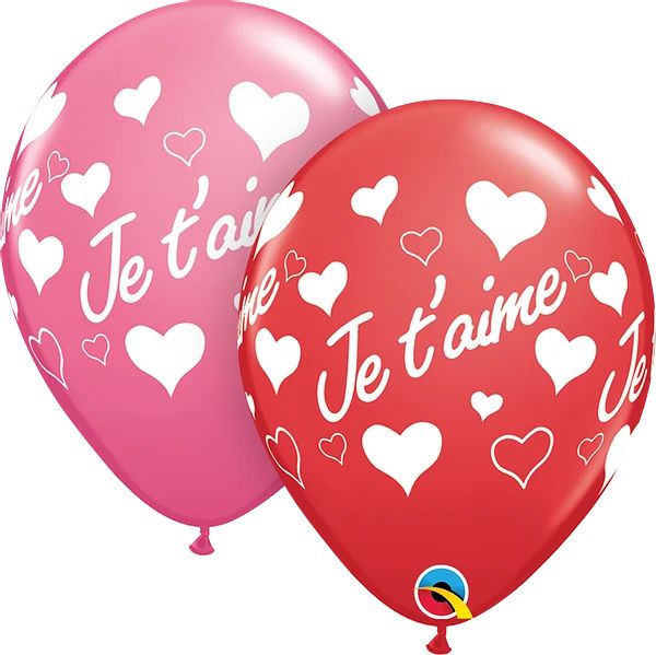 11" Je T'aime Coeurs Assortis rouge et rose (50pcs) Balloons