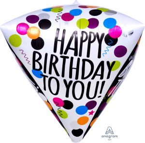 UltraShape Diamondz Happy Birthday Black & White Balloon