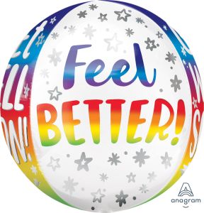 Orbz Get Well Soon Silver Rainbow Balloon