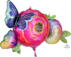 SuperShape Satin Flowers and Butterfly Balloon