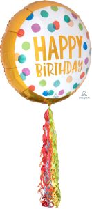 Airwalker Pom Pom Happy Birthday Dots (non-packaged) Balloon