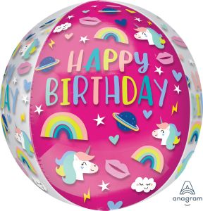 Orbz Clear Birthday Trendy Icons Balloon