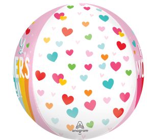 Orbz Happy Mothers Day Bright Stripes and Hearts Balloon