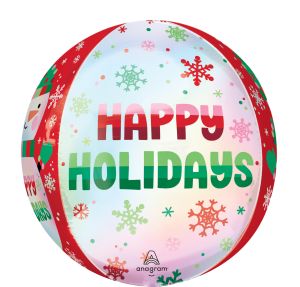 Orbz Happy Holidays Shimmering Snowman Balloon