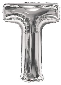 34" Silver Letter T Balloon