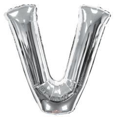 34" Silver Letter V Balloon