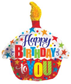 18" Happy Bday To You Cupcake Balloon