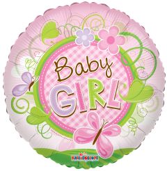 18" Baby Girl Butterfly Clear View Balloon