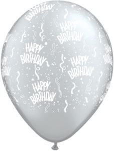 11" Birthday-A-Round Silver (100pcs) Balloons