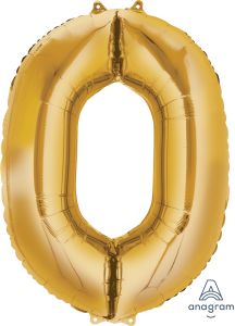 34" Gold Number 0 Balloon