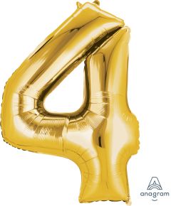34" Gold Number 4 Balloon