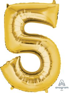 34" Gold Number 5 Balloon