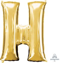 34" Gold Letter H Balloon