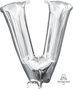 16" Silver Letter V Balloon