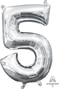 16" Silver Number 5 Balloon