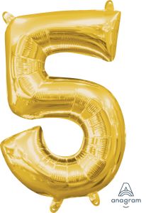 16" Gold Number 5 Balloon
