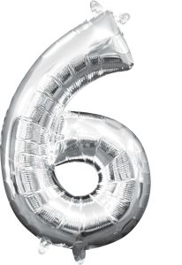 16" Silver Number 6 Balloon