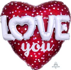 Multi-Balloon Holographic Love Hearts & Dots