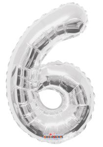 14" Silver Number 6 Balloon