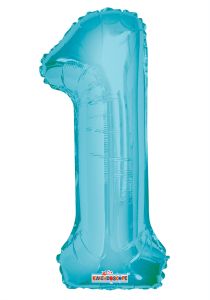 14" Light Blue Number 1 Balloon