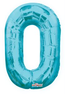 14" Light Blue Number 0 Balloon