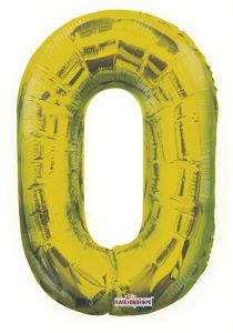 14" Gold Number 0 Balloon