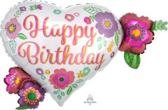 SuperShape Happy Birthday Floral Print Balloon