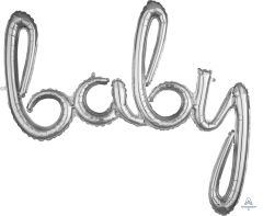 Script Phrase Baby Silver Balloon