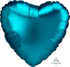 18" Satin Luxe Aqua Heart (non-packaged) Balloon