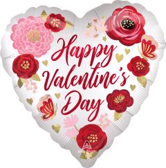 Jumbo Happy Valentines Day Satin Painted Flowers Balloon