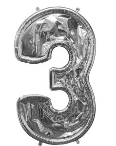 52" BalloonFormz Silver Number 3