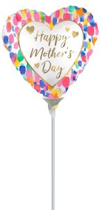 09" Satin Happy Mothers Day Colorful Watercolor Balloon