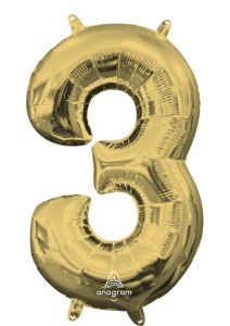 16" White Gold Number 3 Balloon