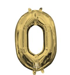 16" White Gold Number 0 Balloon