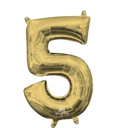 16" White Gold Number 5 Balloon