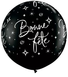 36" Bonne Fete Tourbillons petillants (2pcs) Balloons