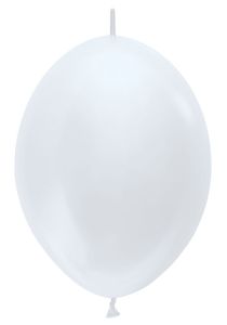 06" Satin White Link-O-Loons (50pcs) Sempertex Balloons