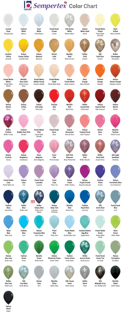 Sempertex Balloon Color Chart